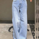 DAZY Pantalones Jeans casuales de pierna ancha para mujer, lavados