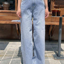 DAZY Pantalones Jeans casuales de pierna ancha para mujer, lavados