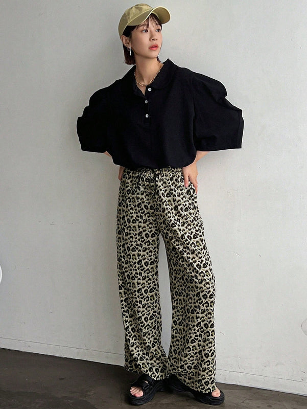 Friful pantalones anchos de mujer con cordon en la cintura, estilo casual para uso diario, con rayas
