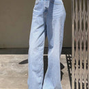 DAZY Pantalones Jeans casuales de pierna ancha para mujer, lavados