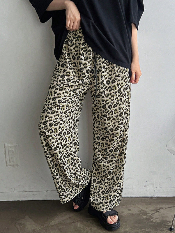 Friful pantalones anchos de mujer con cordon en la cintura, estilo casual para uso diario, con rayas