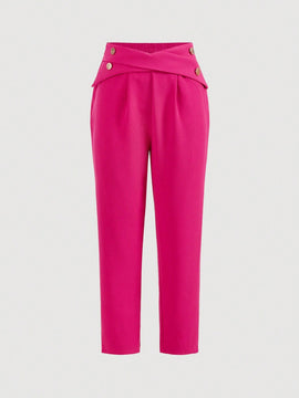 Prive Pantalones anchos de pierna ancha con cintura cruzada para uso diario de unicolor para mujer