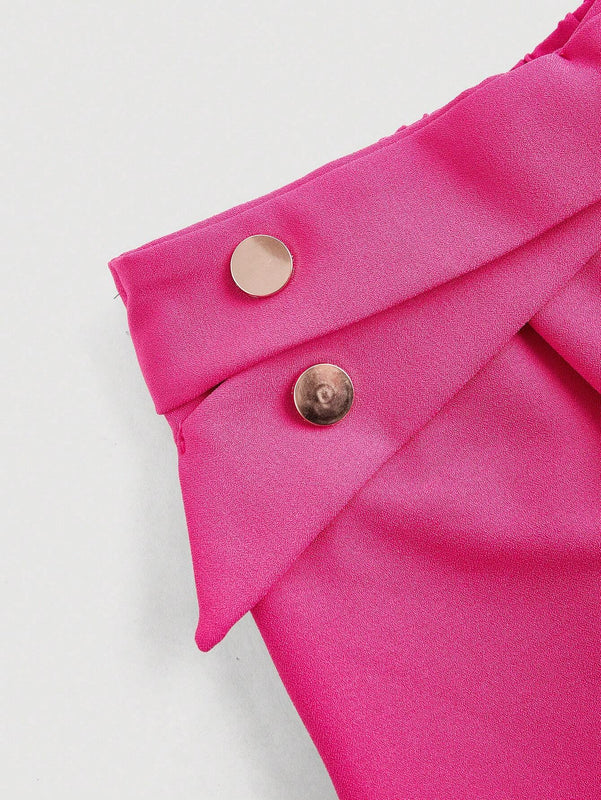 Prive Pantalones anchos de pierna ancha con cintura cruzada para uso diario de unicolor para mujer