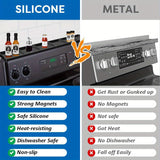 Estantería magnética de silicona para cocina de 30 pulgadas, organizador de almacenamiento abierto no de madera, duradero y apto para lavavajillas, especiero sin electricidad para huecos/hornos planos, con fuerte respaldo magnético - Negro