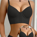 Sujetador push-up de unicolor con hebilla frontal para mujer