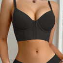 Sujetador push-up de unicolor con hebilla frontal para mujer