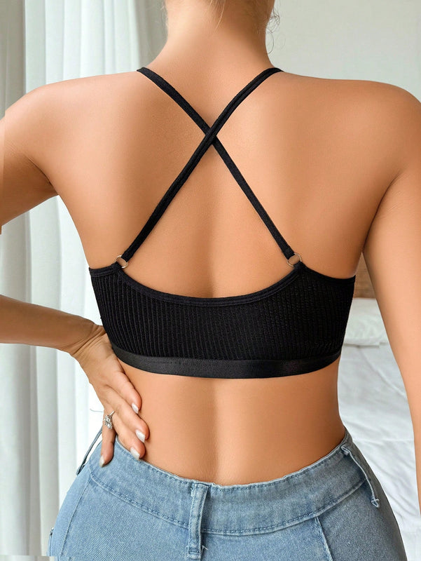 Sujetador semitransparente de unicolor de moda para mujer