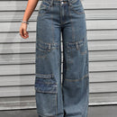ICON Jeans casuales de mujer con ajuste comodo, con multiples bolsillos de utilidad