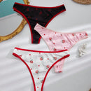 Bottom de bikini de tanga con ribete festoneado y estampado floral para mujer