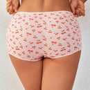Ropa interior cuadrada de corte elegante para mujeres con estampado de cerezas