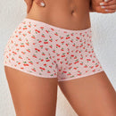 Ropa interior cuadrada de corte elegante para mujeres con estampado de cerezas