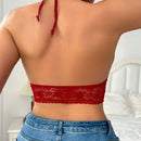 Sujetador halter para mujer de unicolor con espalda descubierta y huecos