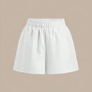 BASICS Shorts casuales tejidos solidos de cintura alta y pierna ancha para mujeres