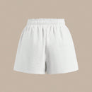 BASICS Shorts casuales tejidos solidos de cintura alta y pierna ancha para mujeres