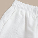 BASICS Shorts casuales tejidos solidos de cintura alta y pierna ancha para mujeres
