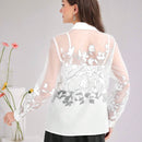 Blusa elegante de manga larga transparente estampada con flores para el verano