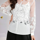 Blusa elegante de manga larga transparente estampada con flores para el verano