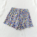 WYWH Pantalones cortos de ocio de vacaciones para mujer con estampado completo y dobladillo con volantes