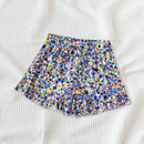 WYWH Pantalones cortos de ocio de vacaciones para mujer con estampado completo y dobladillo con volantes