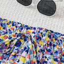 WYWH Pantalones cortos de ocio de vacaciones para mujer con estampado completo y dobladillo con volantes