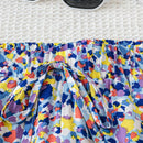 WYWH Pantalones cortos de ocio de vacaciones para mujer con estampado completo y dobladillo con volantes