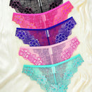 NEW 5 piezas Sexy Transparente de cintura media, bragas de encaje para mujer, comodas, transpirables, que realzan los gluteos, bragas europeas y americanas