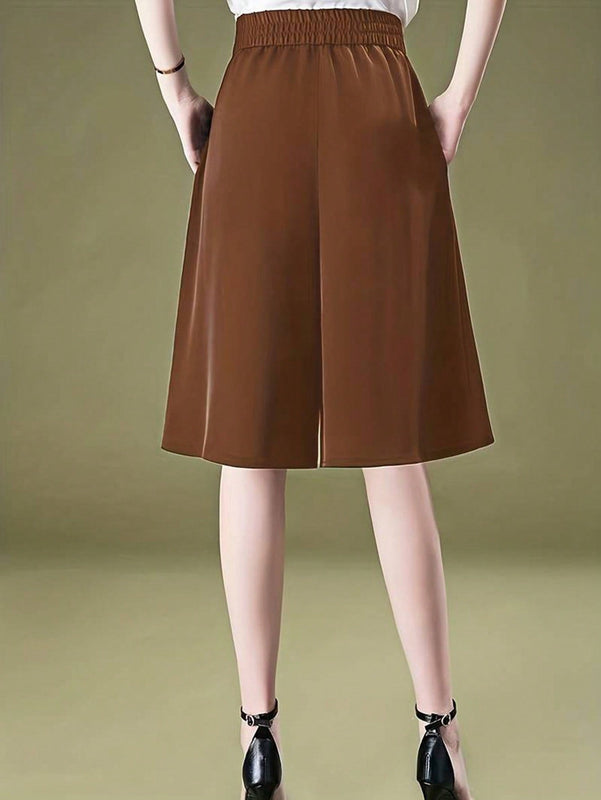 Prive Shorts de alta cintura y ancho de pierna cinco-Bermuda con seis botones estilo de transito para mujer