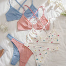 Conjunto de lenceria de 6 piezas con sujetador cruzado y tanga de la coleccion romantica