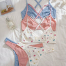 Conjunto de lenceria de 6 piezas con sujetador cruzado y tanga de la coleccion romantica
