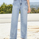 Forever 21 Jeans informales de pierna ancha con bordado grafico estilo resort