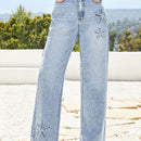 Forever 21 Jeans informales de pierna ancha con bordado grafico estilo resort