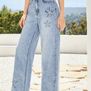 Forever 21 Jeans informales de pierna ancha con bordado grafico estilo resort