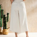 Forever 21 Jeans blancos de pierna ancha con flecos estilo vacaciones del oeste para mujeres, verano