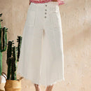 Forever 21 Jeans blancos de pierna ancha con flecos estilo vacaciones del oeste para mujeres, verano