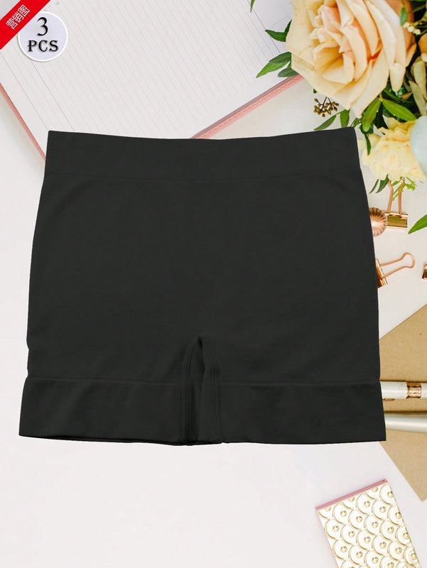 Conjunto de 3 piezas de ropa interior sin costuras solida y simple, ropa interior comoda y transpirable