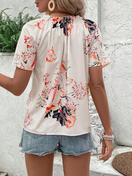 NEW EMERY ROSE Camisa de manga corta para mujer con estampado floral de moda