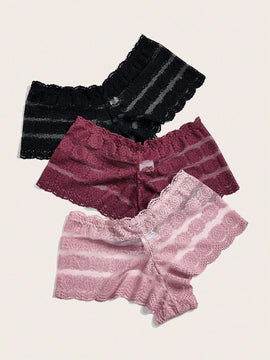 Conjunto de 3 Tangas femeninas de moda con encaje sexy
