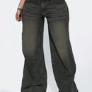 Jeans de pierna recta y pierna ancha con diseno vintage de hebilla americana