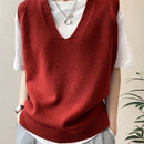 Essnce Chaleco de sueter casual de primavera con cuello en V y unicolor para mujeres