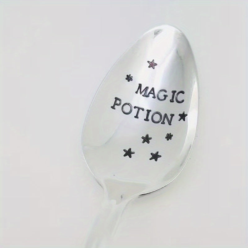 Cuchara de acero inoxidable plateada, Cuchara de poción mágica, Cuchara estampada a mano divertida, Cuchara de café, Cuchara de postre, Cuchara de pastel, Cuchara de helado, Cuchara de agitación, Regalo para amigo, Regalo de Halloween, Halloween