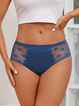 FINETOO 3 piezas Bragas de malla de parche de encaje engrosado para mujeres con estampado de lunares