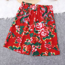 LUNE Shorts casuales con estampado floral y cintura elastica para mujer para vacaciones