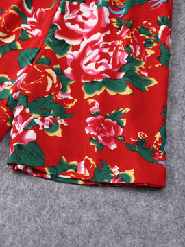 LUNE Shorts casuales con estampado floral y cintura elastica para mujer para vacaciones