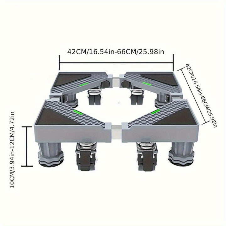 Base Ajustable y Extraíble para Electrodomésticos - Acero Inoxidable, Apto para Lavadoras, Refrigeradores y Secadoras, Rodillo Fácil de Nivelar en Cualquier Superficie, Electrodomésticos Inconvenientes, Rodillo Universal