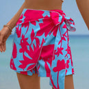 EMERY ROSE Mujeres de vacaciones Estampado de plantas Skort holgado de pierna ancha con lazo en la cintura