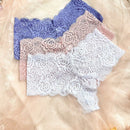 Braguitas romanticas de encaje para mujer, conjunto de 3 piezas con cintura alta