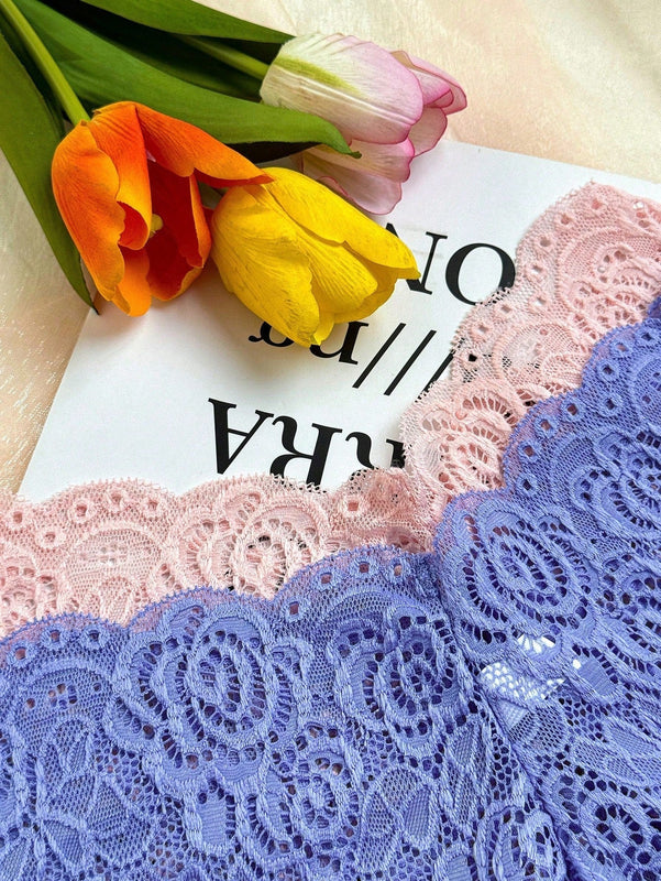 Braguitas romanticas de encaje para mujer, conjunto de 3 piezas con cintura alta