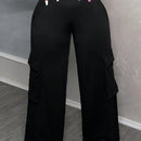 Slayr pantalones casuales de trabajo de estilo ancho con bolsillos y estampado floral gris para mujeres-c