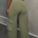 Slayr pantalones casuales de trabajo de estilo ancho con bolsillos y estampado floral gris para mujeres-c