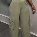 Slayr pantalones casuales de trabajo de estilo ancho con bolsillos y estampado floral gris para mujeres-c